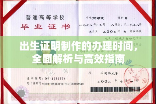 张家川出生证明制作的办理时间，全面解析与高效指南